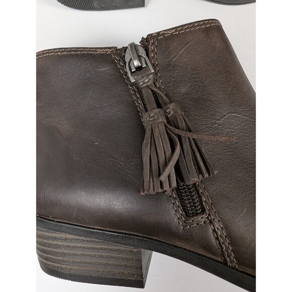 Clarks Addiy Terri Boots Womens Size 6.5 M Brown Ankle Booties Tassel Zip Shoes - Picture 5 of 9